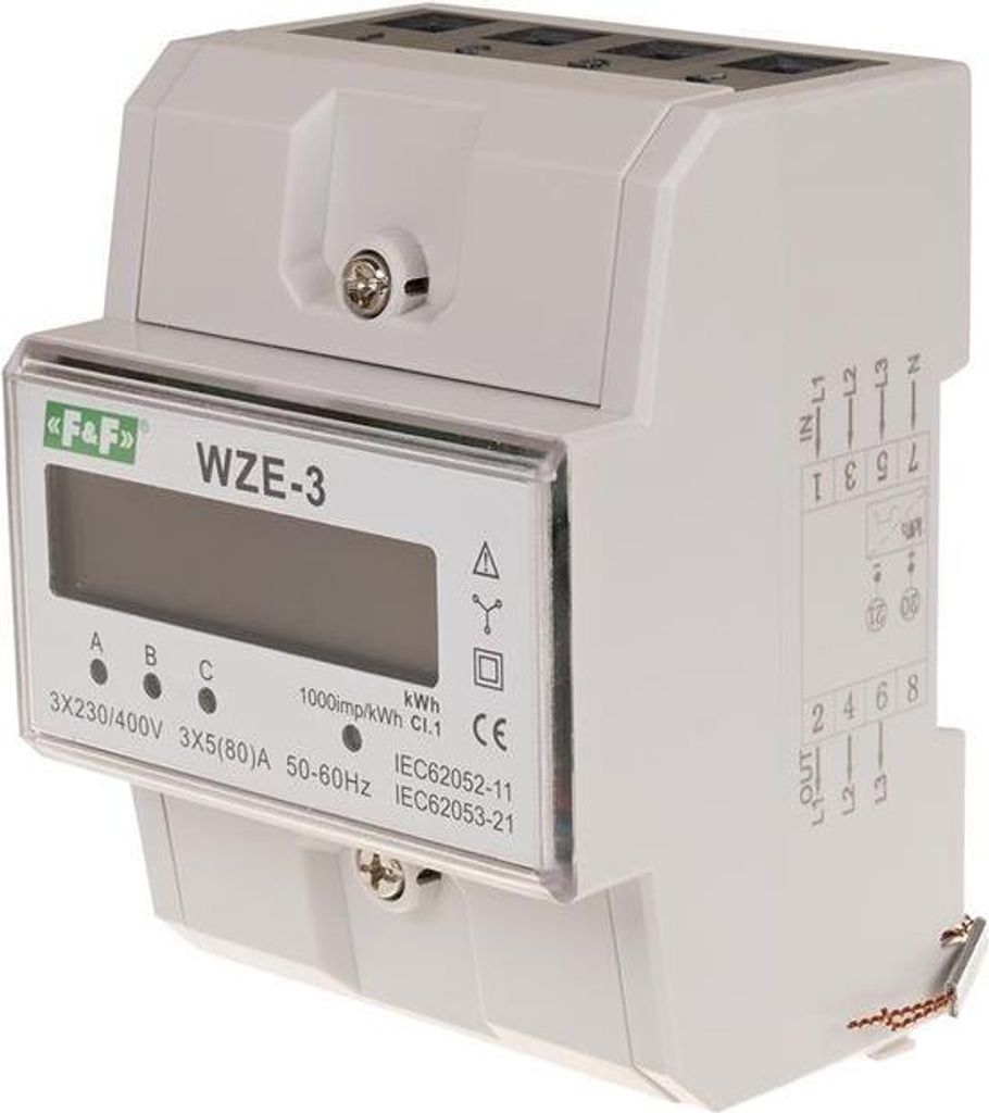 3-Phasen-Strom-/Energiezähler 80 A WZE-3 F&F Produktbild 