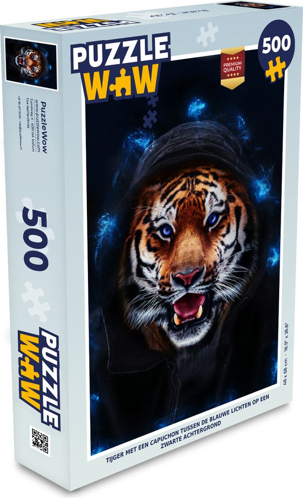 MuchoWow Puzzle 500 Teile Porträt - Tiger - Blau - Denken - Spiel - Toy