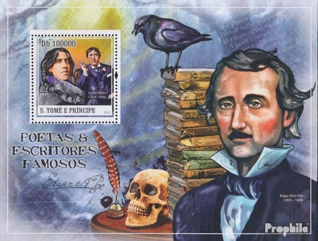 Briefmarken Sao Tome e Principe 2010 Mi Block 748 (kompl. Ausgabe) postfrisch Berühmte Dichter und Schriftsteller