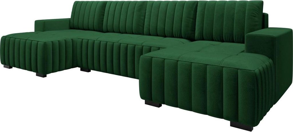 MIRJAN24 Wohnlandschaft Hugo U, Wohnzimmer Eckcouch mit Schlaffunktion und Bettkasten, Ausziehmechanismus DL, U-Form (Farbe: Manila 35)