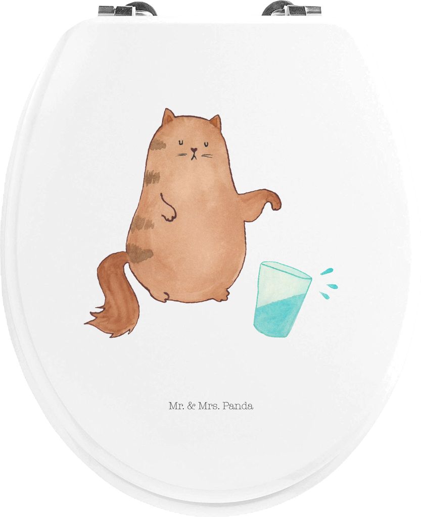 Mr. & Mrs. Panda Klo-Deckel Katze Wasserglas - Weiß - Geschenk, Cat, klo deckel, Wasser, WC-Sitz, Katzen, Klodeckel, Holz Klobrille, WC Brille, Glas