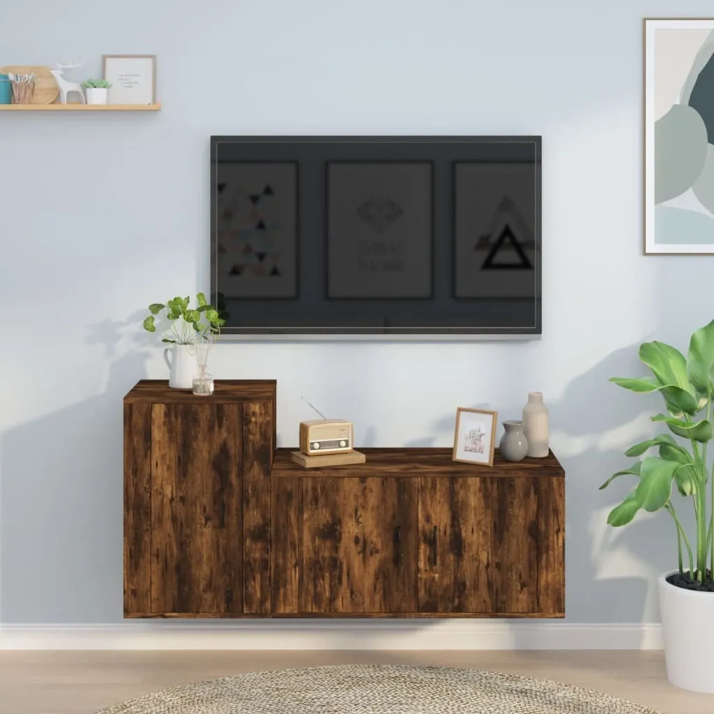 Set TV Rovere Fumé per Setup Gaming e Streaming | Design 2 Pezzi
