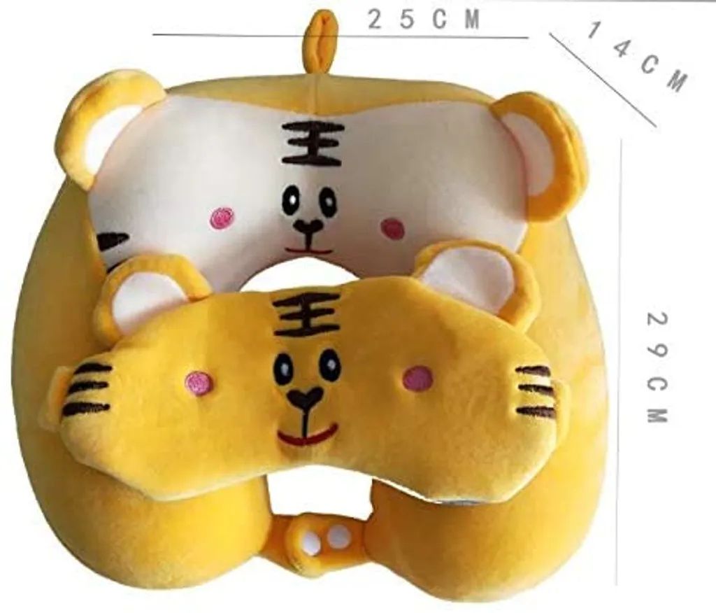 U-förmiges Reisekissen Für Kinder – Mit Augenmaske, Aus Weichem Plüsch, 28x29 Cm