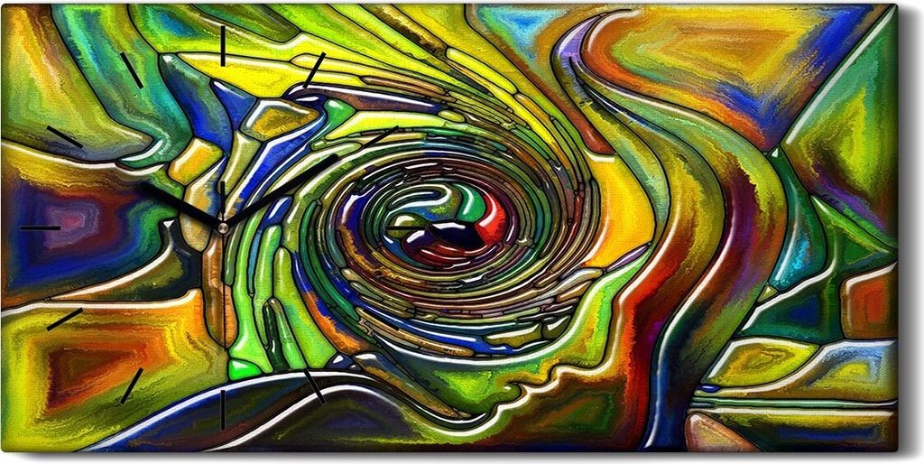 Wanduhr Uhr Wandbild Leinwand 60x30 Foto geometrische Designelemente Kunst - schwarze Hände