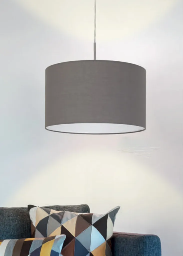 Lampada Sospensione 38cm Eglo Pasteri Tessuto Antracite Nichel Opaco - 13