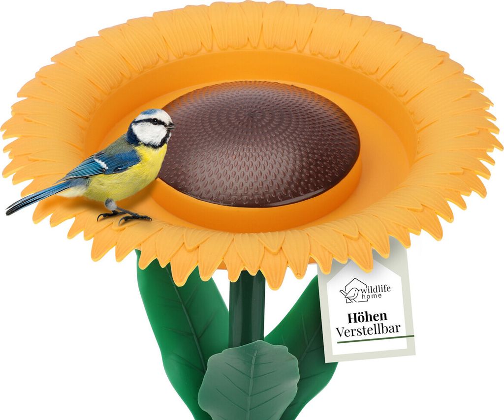 WILDLIFE HOME Trink- & Futterblume I Vogeltränke stehend für Wildvögel 60cm I Vogelfutterspender mit Ständer, Vogelfutterstation, Futterspender...