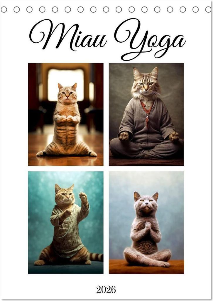 Miau Yoga (Tischkalender 2026 DIN A5 hoch), CALVENDO Monatskalender