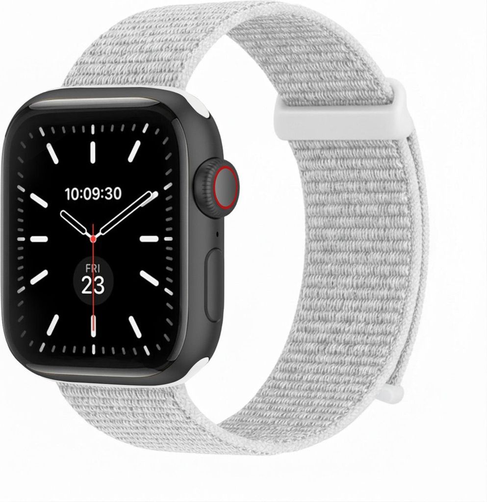 Smartwatch Armband für Apple Watch Series 6 44mm Nylon Textil Band Ersatzband Wechselband Klettverschluss flexibel atmungsaktiv Weiß