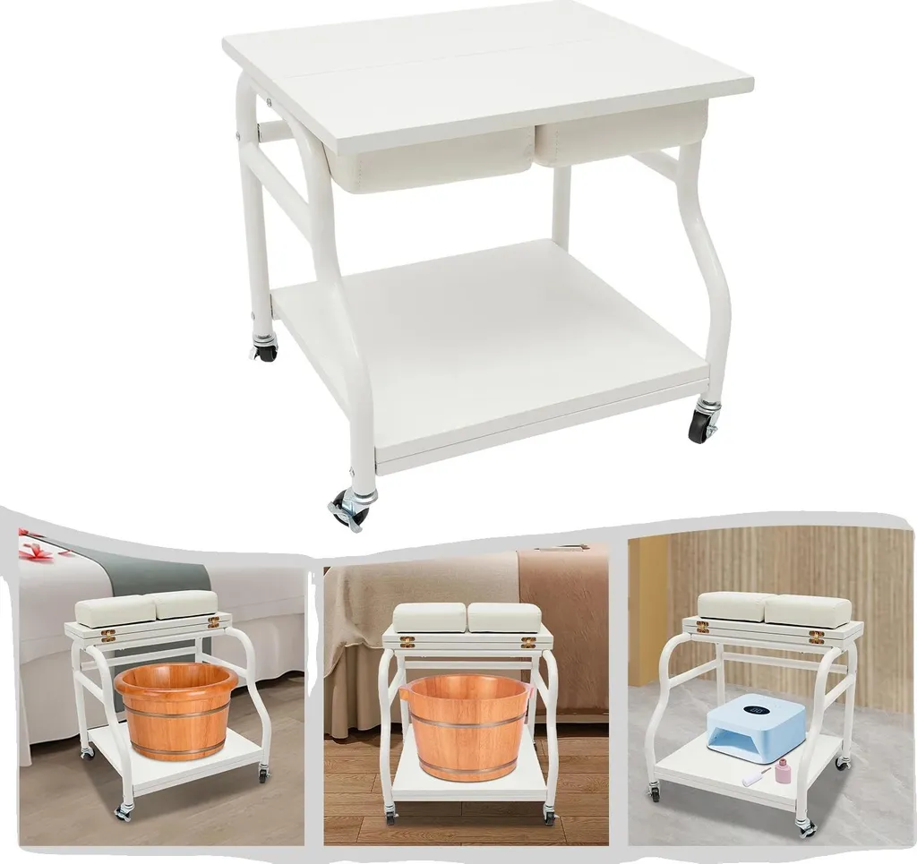Support mobile 40x40 cm pour imprimante ou cuisine avec roues et bois