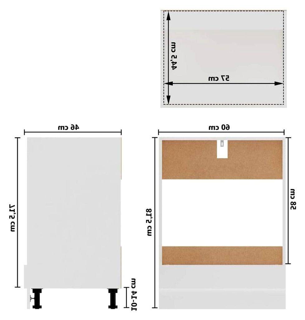 Herdumbauschrank Küchenschrank Ofenschrank Backofenschrank Herdschrank Küchenzeile Küchenmöbel Backofen Weiß 60x46x81,5cm Holzwerkstoff