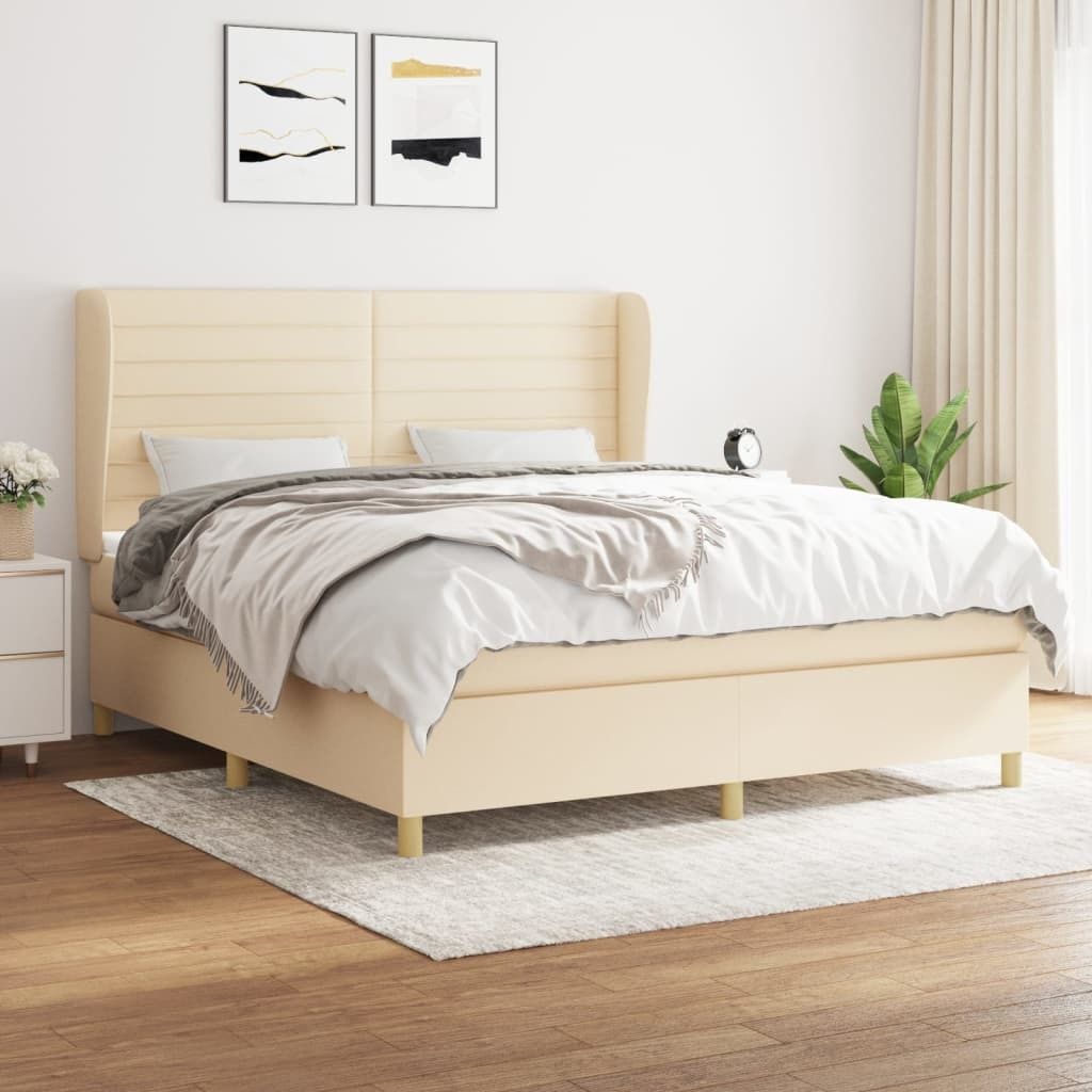 Maison Exclusive - Boxspringbett mit Matratze Creme 180x200 cm Stoff