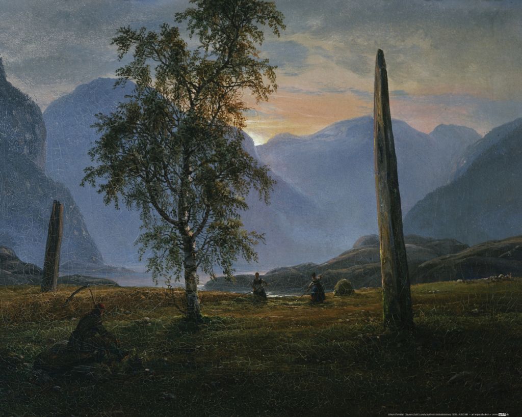 Johan Christian Dahl Kunstdruck Bild - Landschaft Mit Gedenksteinen, 1839 (40 x 50 cm)