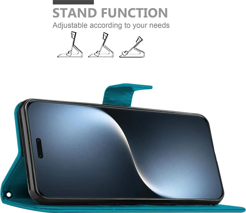 Cadorabo Custodia Libro Per Honor 20 Pro Con Fiori Blu E Farfalle - Cover Portafoglio Con Chiusura Magnetica, 3 Slot E Funzione Stand - 4