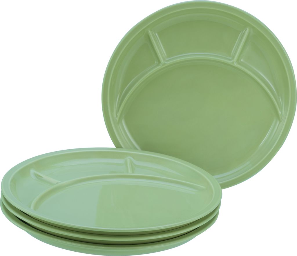 CreaTable, 22985, Universal Grün, Fondueteller 4-tlg, Porzellan