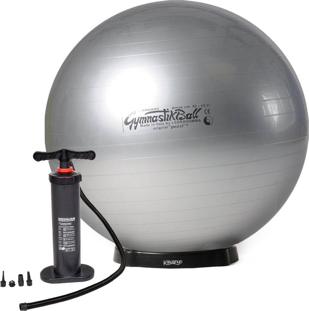 Original Pezziball STANDARD m. Standpumpe und Ballschale - silber