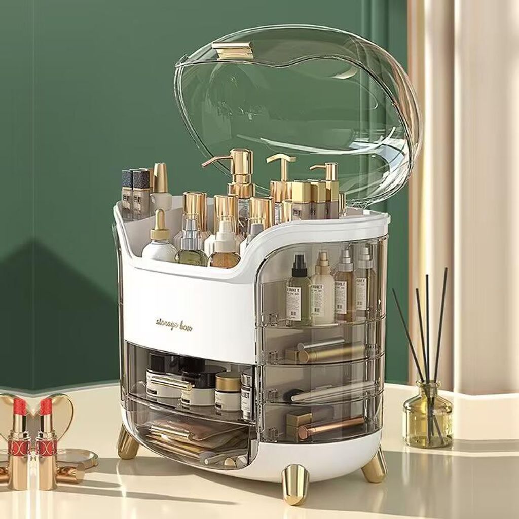 Internet Celebrity Kosmetik-Aufbewahrungsbox, Haushaltsbox, Desktop, transparenter staubdichter Schrank, Schminktisch, Hautpflegeprodukt, Lippensti...