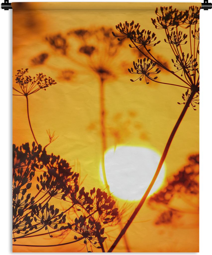 MuchoWow Wandteppich Wandbehang Pflanzen - Blumen - Sonnenuntergang - Orange 60x80 cm Tapisserie Dekoration Wandtuch - Decke - Wandtücher - Wohne