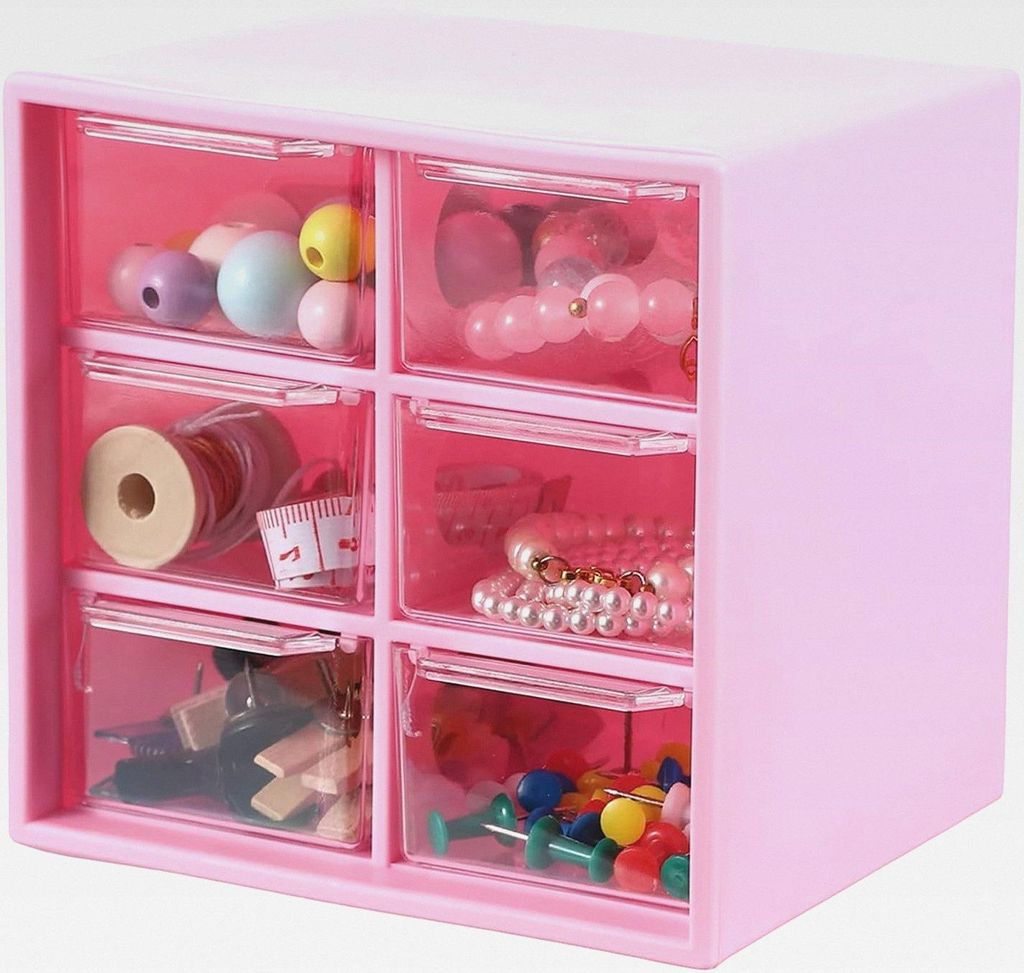 Mini-Schubladen für den Schreibtisch, Kunststoff, Lehrer-Schreibtisch mit 6 Schubladen, Make-up-Organizer-Box für Bürobedarf, Badezimmer, Schlaf...