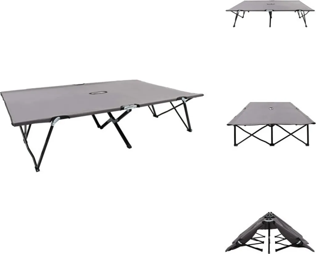 vidaXL Chaise longue pliante 2 personnes en acier gris - Modèle XL-280