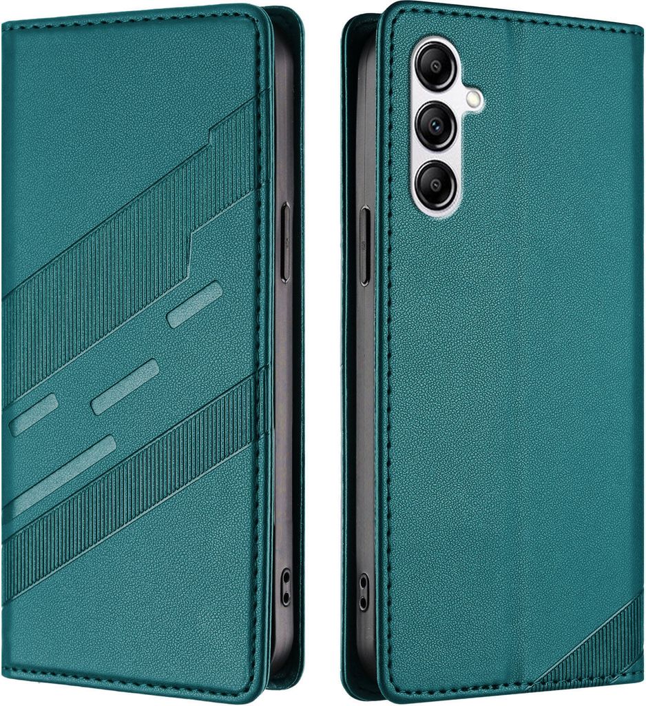 Hülle für Samsung Galaxy A14 5G/4G, Kunstleder Brieftaschen Handyhülle mit Kartenfach und Standfunktion Grün