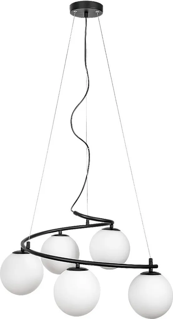 Lustre anti-éblouissement 5 globes blancs E14 noir mat Aslan Rabalux 3470