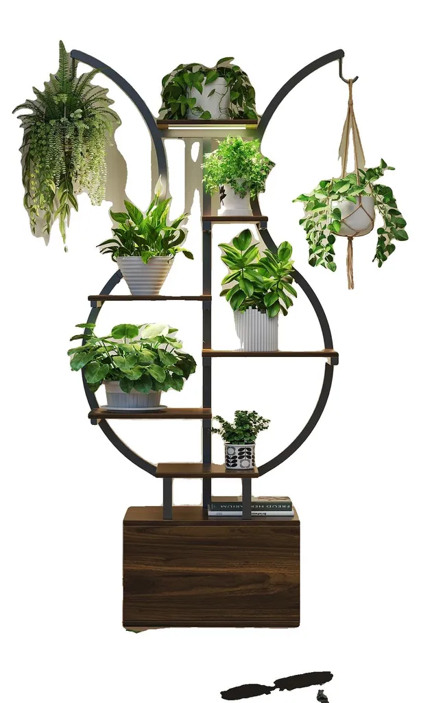 Lampe pour plantes sur support en arc métallique à 5 étages modulables