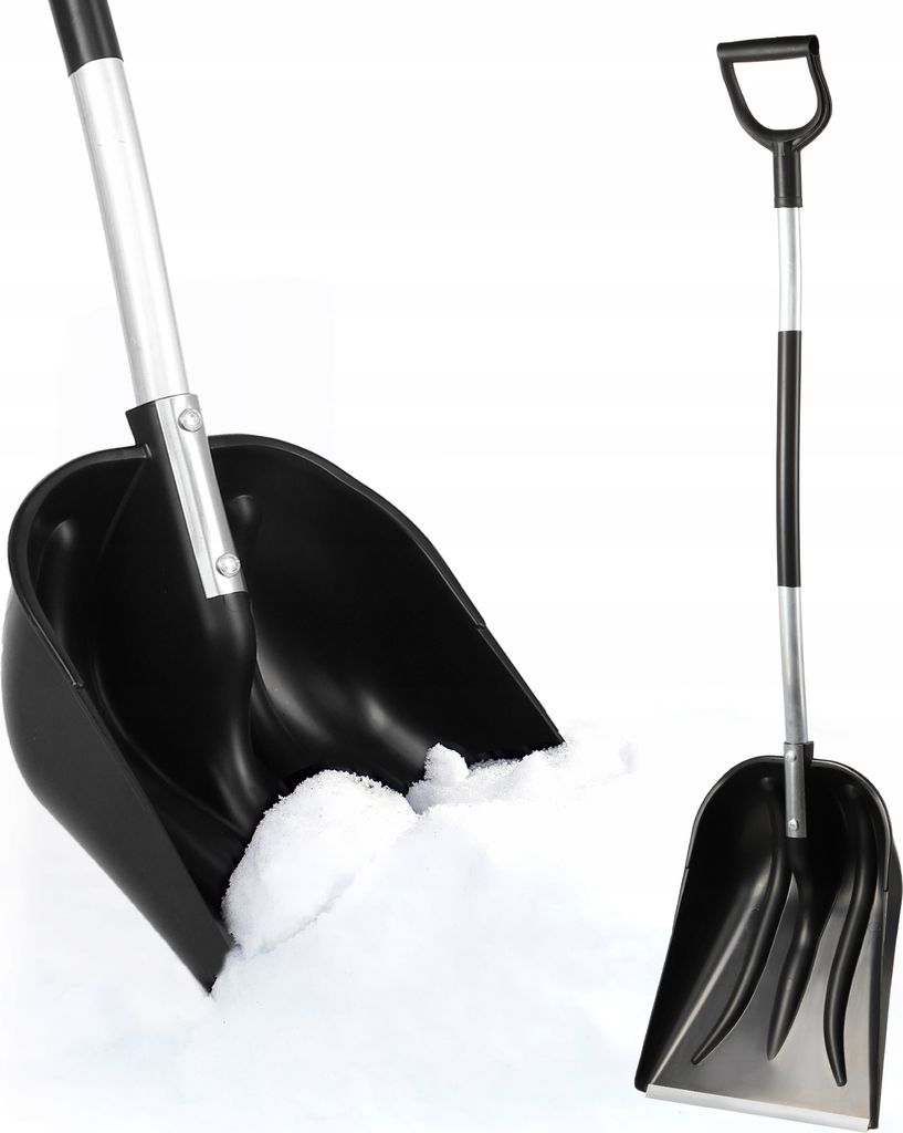 KADAX Schneeschaufel "Cenrau", Schneespaten ohne Stiel mit Alukante und ergonomischem D-Griff, Schwarz, 38 cm