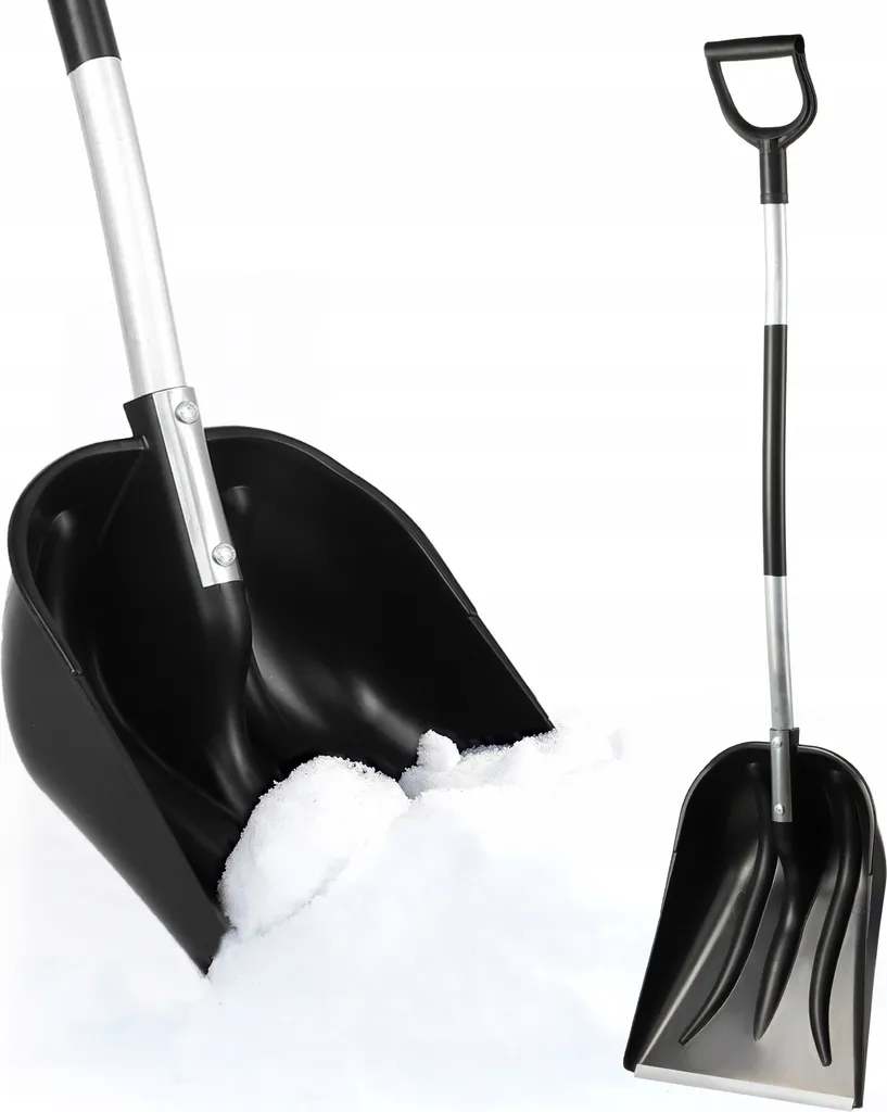 KADAX Cenrau Pala da Neve Ergonomica 38cm - Design Nero e Alluminio
