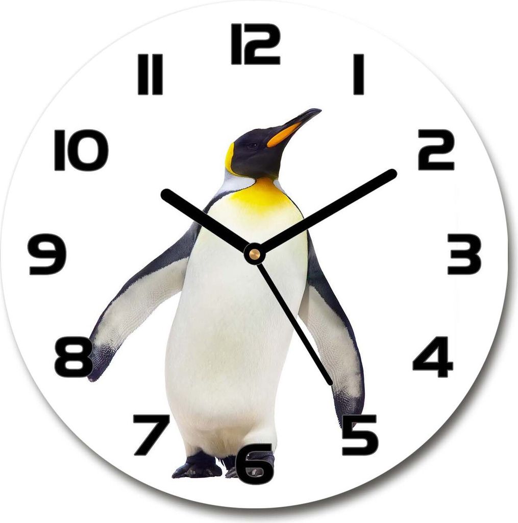 Wanduhr aus Glas 30fi Glasbild Glasuhr Gehärtetes Glas - schwarze-zeiger - Penguin