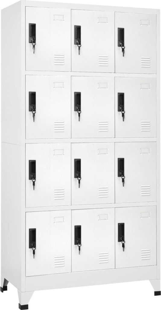 Schließfachschrank Weiß 90x45x180 cm Stahl