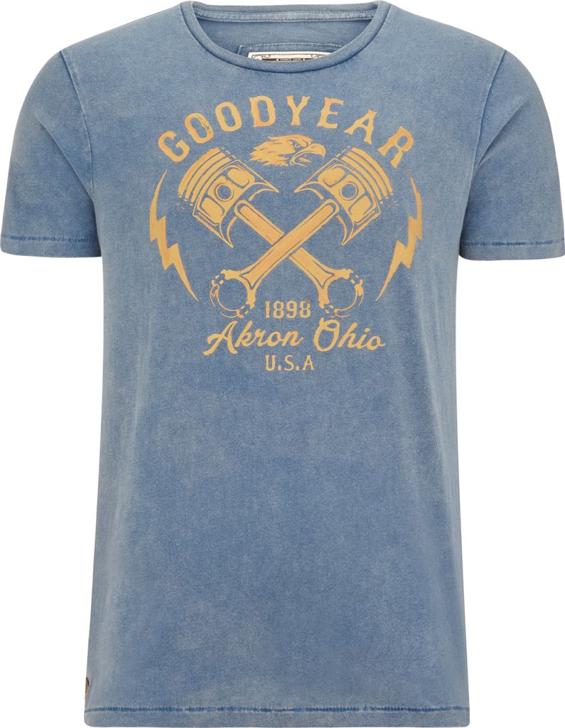 Goodyear T-Shirt in stylisher Vintage-Otik Pigeon Blue XXL