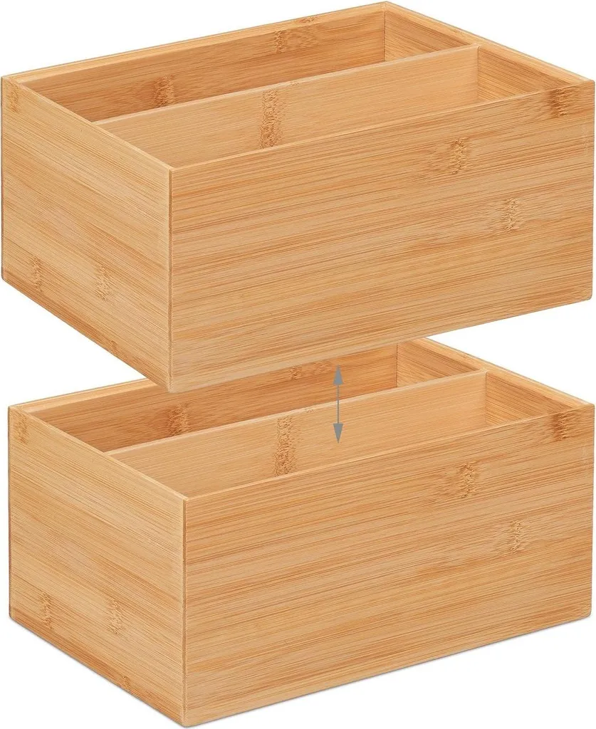 Boîte en bambou durable à 2 sections - Rangement robuste et écologique - 6