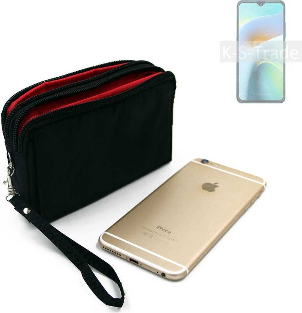 K-S-Trade Schutz Hülle Handy Hülle kompatibel mit Cubot J8 Gürteltasche Travelbag Handytasche mit Zusatzfächern, schwarz