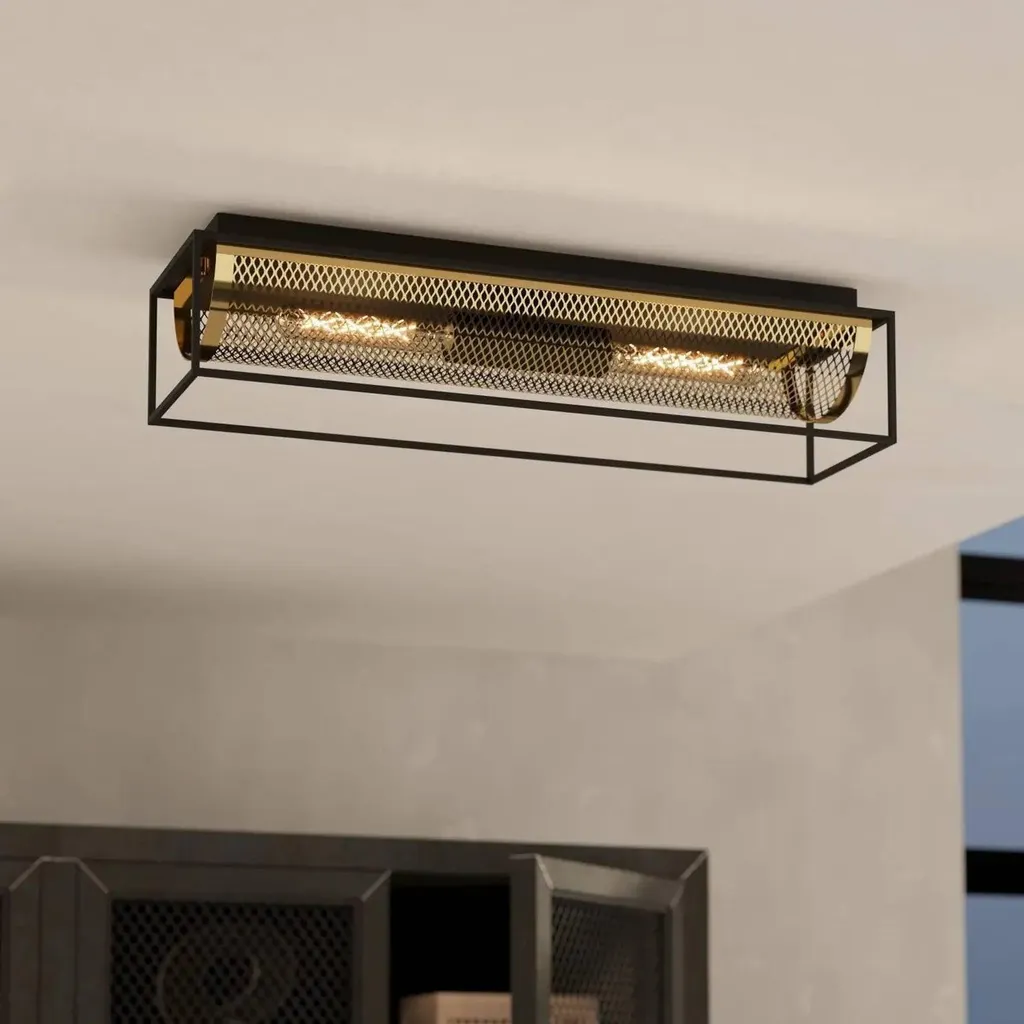 Plafonnier de Salon Eglo Nohales Noir Laiton pour Éclairage Design E27