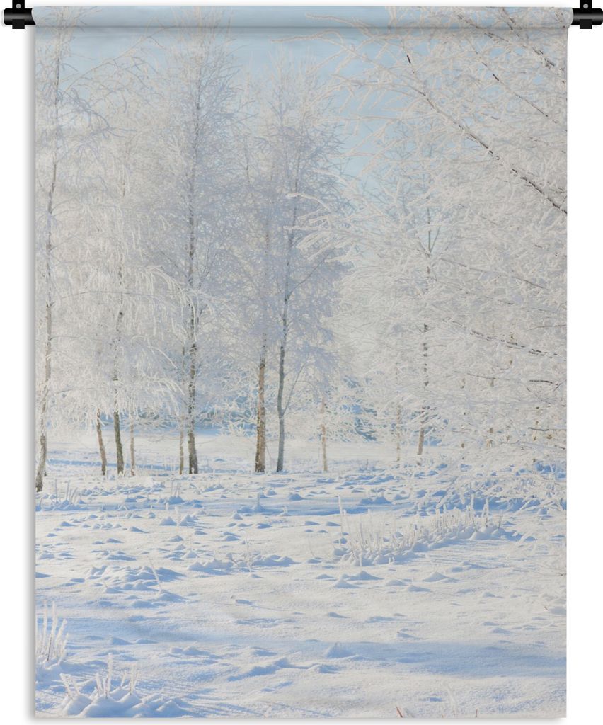MuchoWow Wandteppich Wandbehang Schnee - Bäume - Winter 90x120 cm Tapisserie Dekoration Wandtuch - Wanddeko