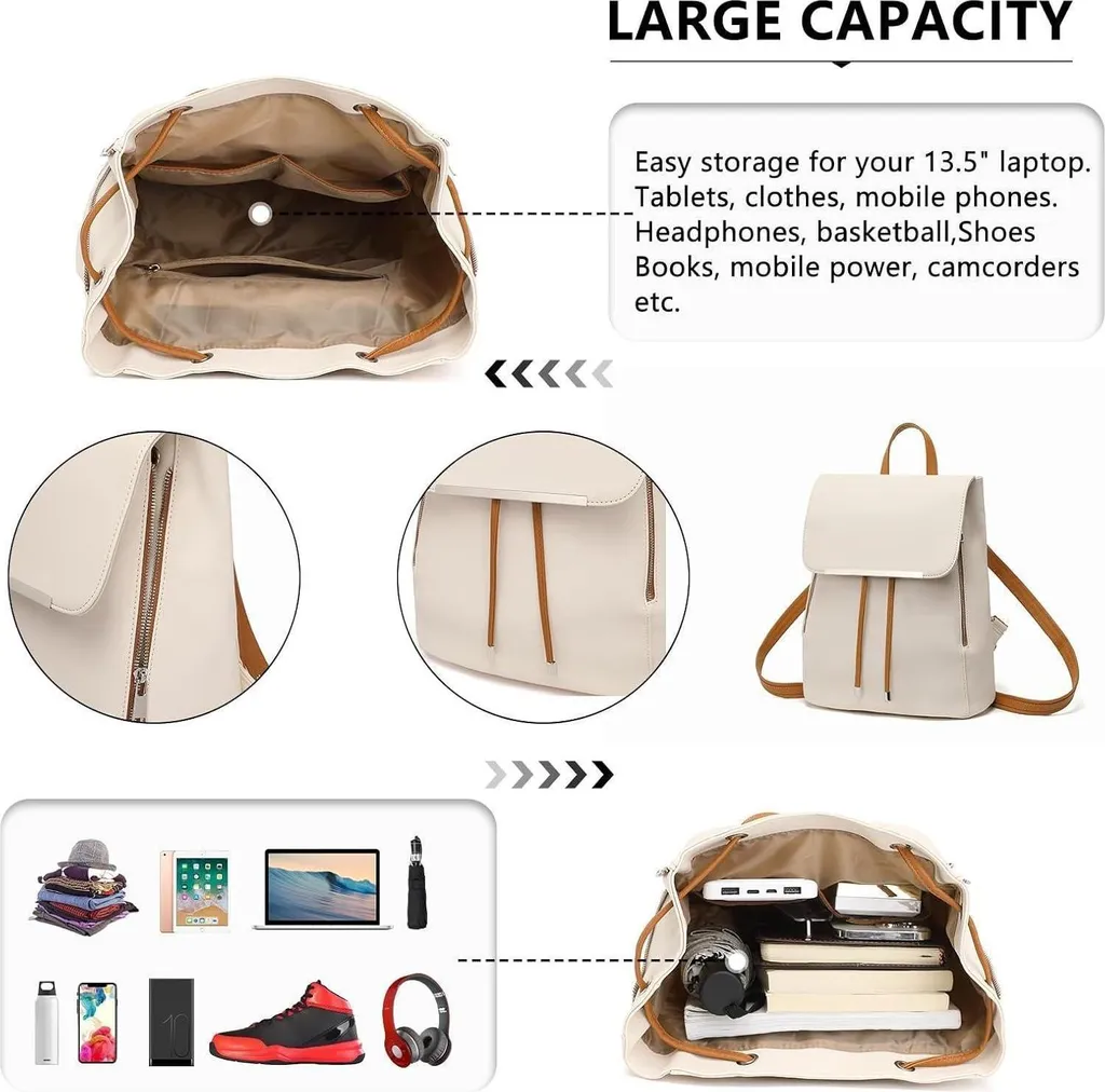 Petit sac à dos femme étanche noir anti-pluie en cuir synthétique souple
