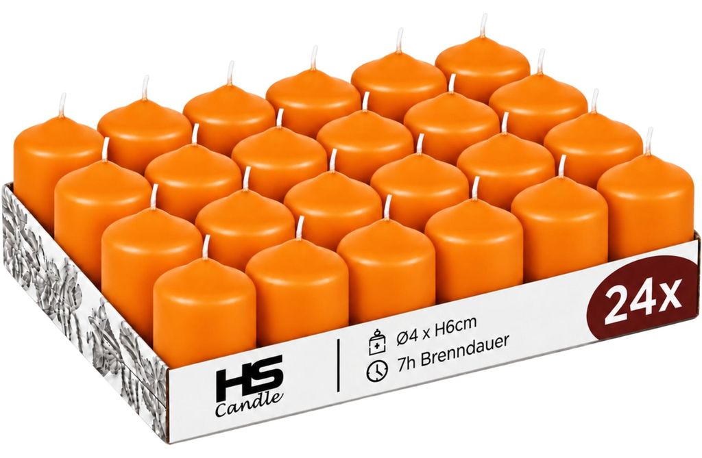 Svíčky do svícenů, průměr 4 cm, výška 6 cm, barva oranžová, Obrázek produktu 