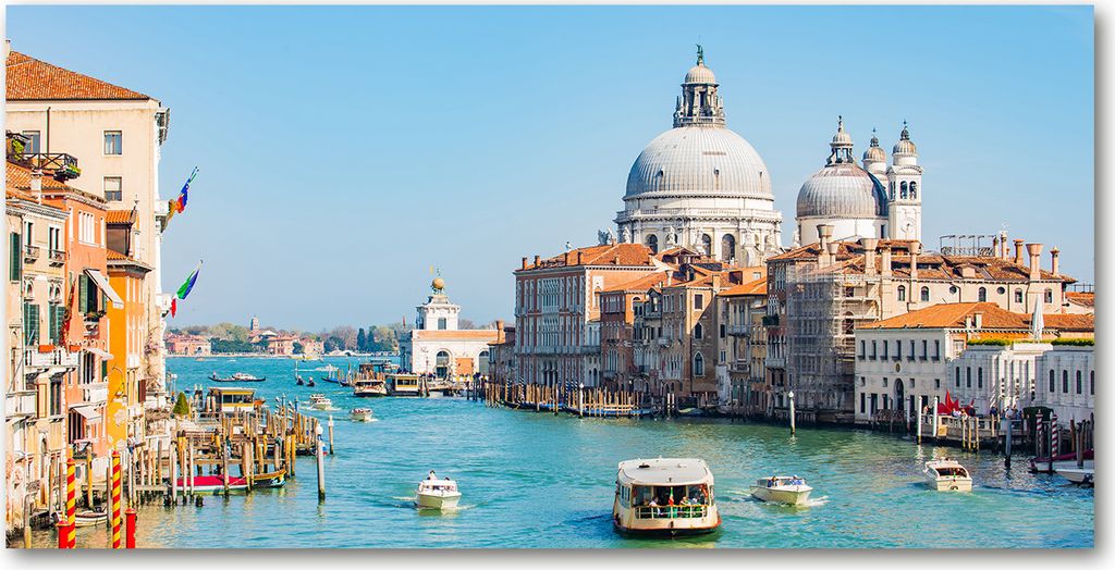 Tulup Glas-Bild -140x70- Wandkunst Dekorative Wand für Küche & Wohnzimmer - Sehenswürdigkeiten & Architektur - Venedig Italien - Blau