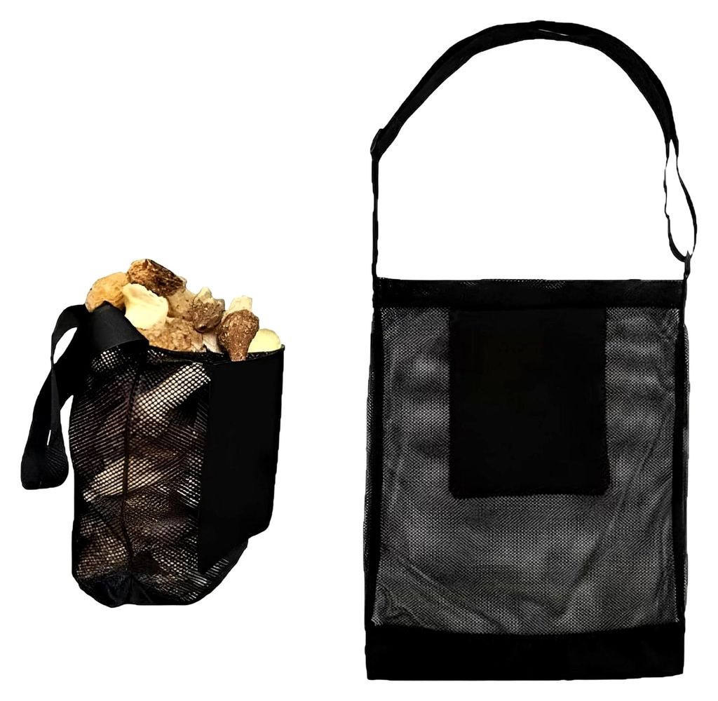 Futtertasche für Pilze aus Netzstoff, verstellbarer Riemen, tragbar und faltbar, Aufbewahrungstasche für Dschungelfarm, Beerengarten, Jagd und Ob...