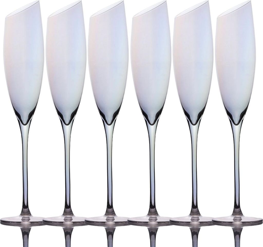 Intirilife 6x Champagner Glas mit moderner Kante und Produktbild 