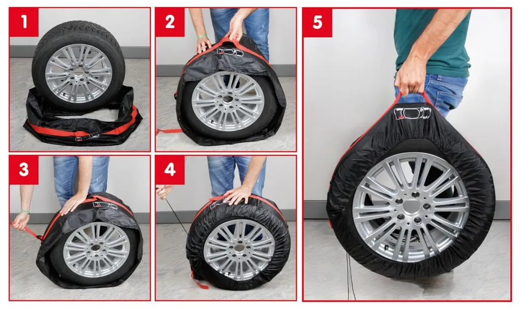 Kit 4 Housses Roues Tyre Wrap Basic Taille L avec Poignées de Transport