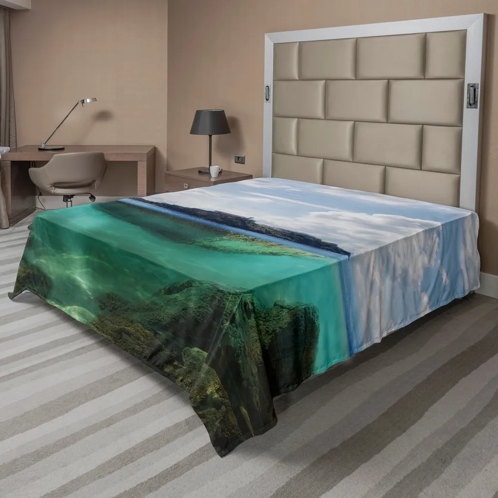 Drap de lit infroissable et doux motif Atlantique 244x205 cm gris