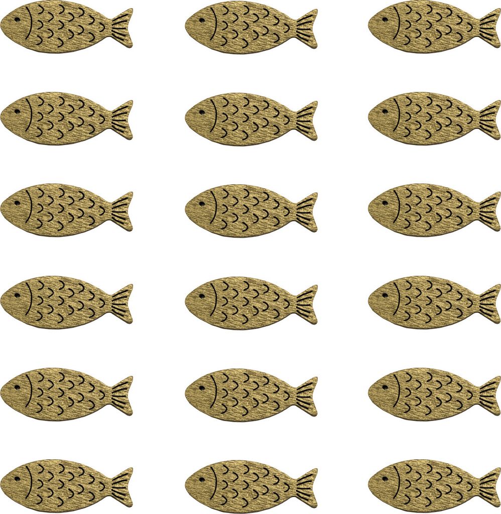 Oblique Unique 18 Holz Fische Streudeko Tischdeko Taufdeko für Taufe Kommunion Konfirmation Firmung Deko - gold