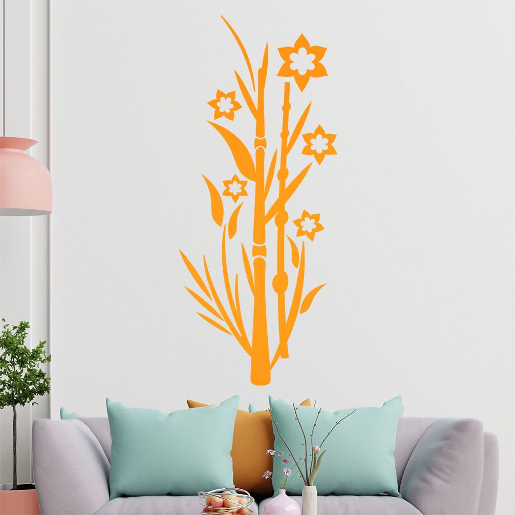 Sternblüten - Gras Wandtattoo in 6 Größen - Wandaufkleber Wall Sticker - Dekoration, Küche, Wohnzimmer, Schlafzimmer, Badezimmer