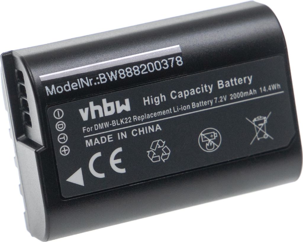 vhbw Akku Ersatz für Panasonic DMW-BLK22, DMW-BLK22GK für Produktbild 