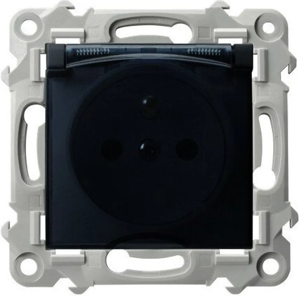 Prise de courant parasurtension SZAFIR Noire IP44 couvercle Ospel