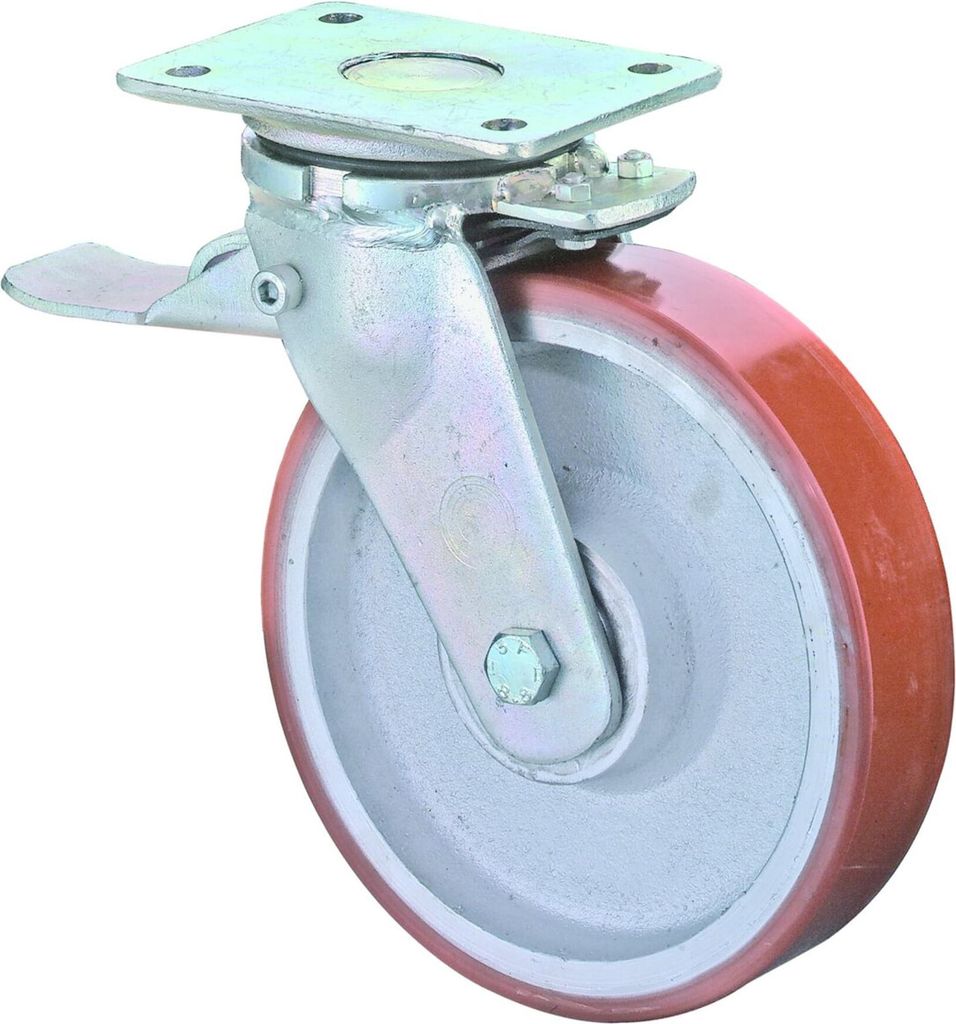BS Rollen Lenkrolle RR120.C10.200 mit Feststeller Durchmesser 200mm Tragfähigkeit 1000kg Platte 138x110mm - RR120.C10.200