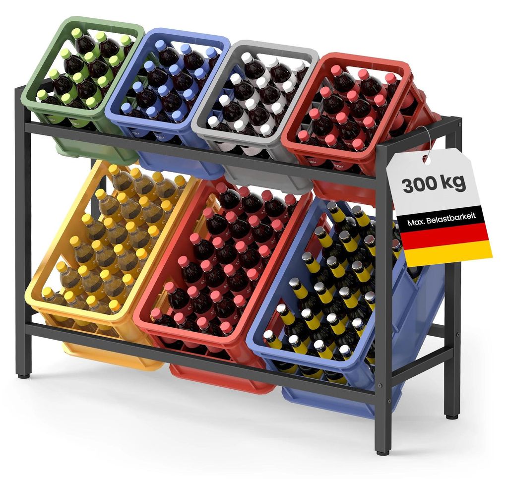 Modulares Regalsystem - Bücherregal - 2 Ebenen, 6 Fächer - Belastbar 150 kg pro Ebene - Montage erforderlich - Für Wohnzimmer - Schwarz