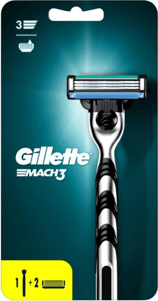 Gillette Mach 3 Rasierer mit 2 Ersatzklingen Produktbild 