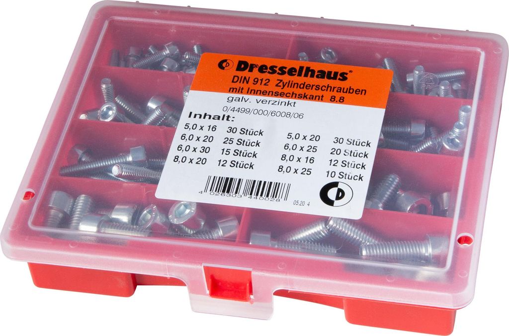 Dresselhaus Zylinderkopfschraube sortiert Zylinderschrauben innen m. Innensechskant